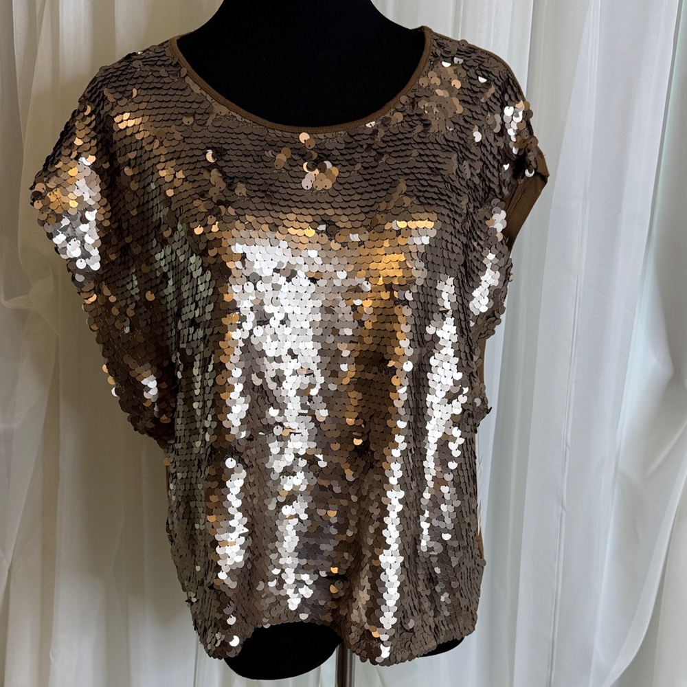 NWT Karen Kane Mojave Sun Sequin Front Blouse